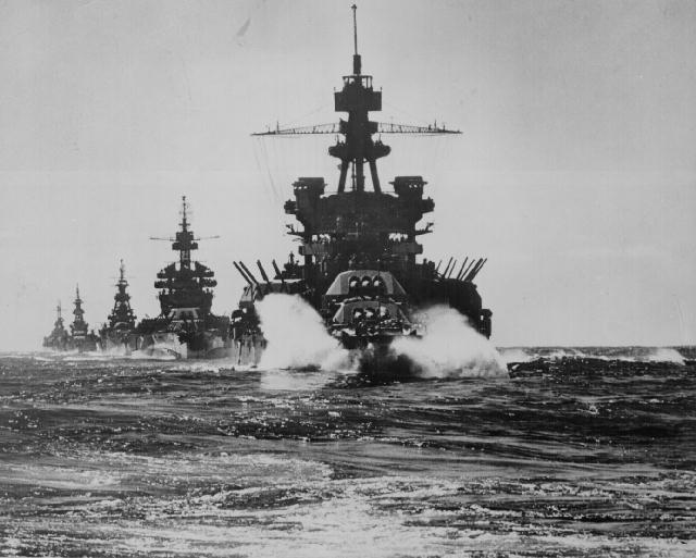 World War Battleships. A line of American attleships